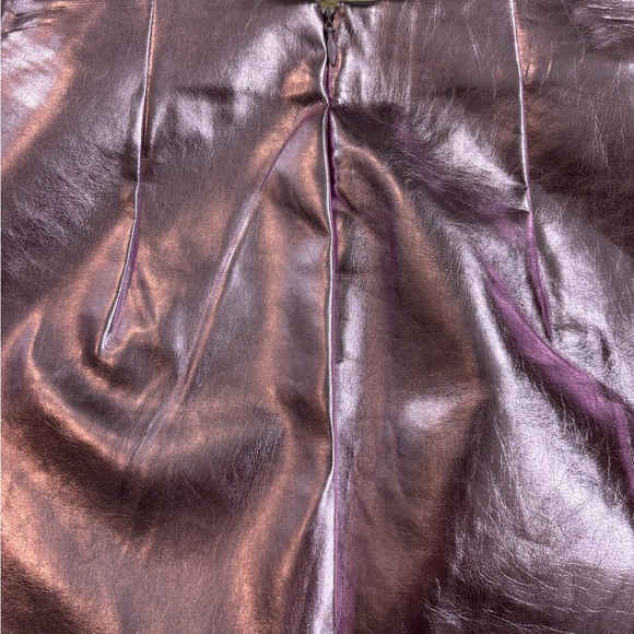 Le Lis Shimmering Faux Leather Metallic Lavender Mini Skirt - Picture 7 of 9